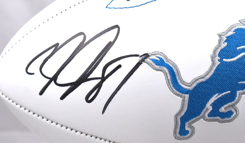 Calvin Johnson Autographed Detroit Lions Logo Football