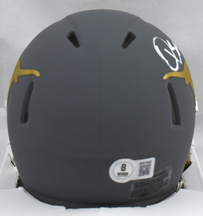 Quinn Ewers Signed Texas Longhorns Slate Speed Mini Helmet