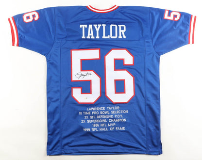 Lawrence Taylor Signed New York Giants Custom Stat Jersey (JSA)