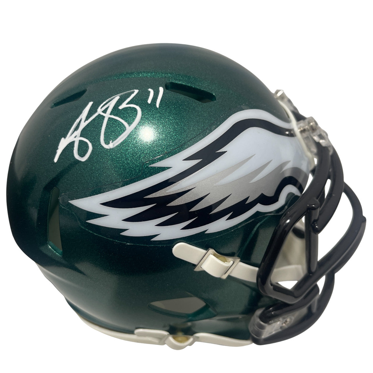 AJ Brown Philadelphia Eagles Autographed Speed Mini Helmet (BAS COA)