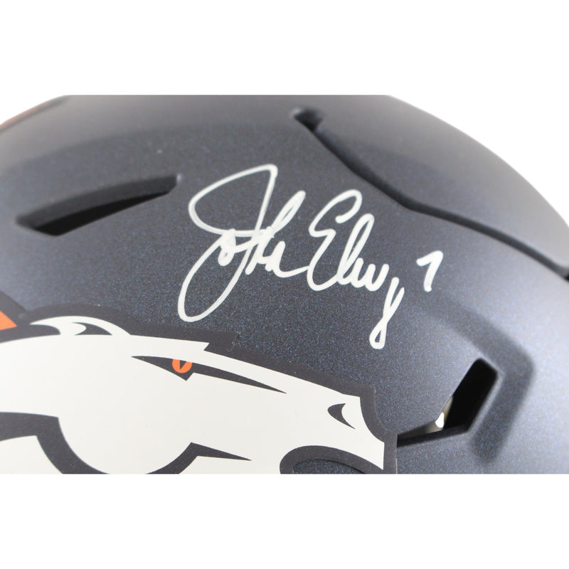 John Elway Signed Denver Broncos Mid-Size Midi Helmet (Beckett Witnessed)