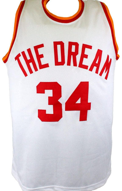 Hakeem Olajuwon Autographed Houston Rockets White Custom Stat Jersey