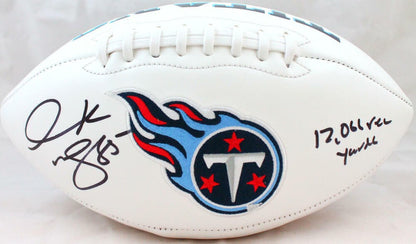 Derrick Mason Signed Tennessee Titans Logo Football with Inscription