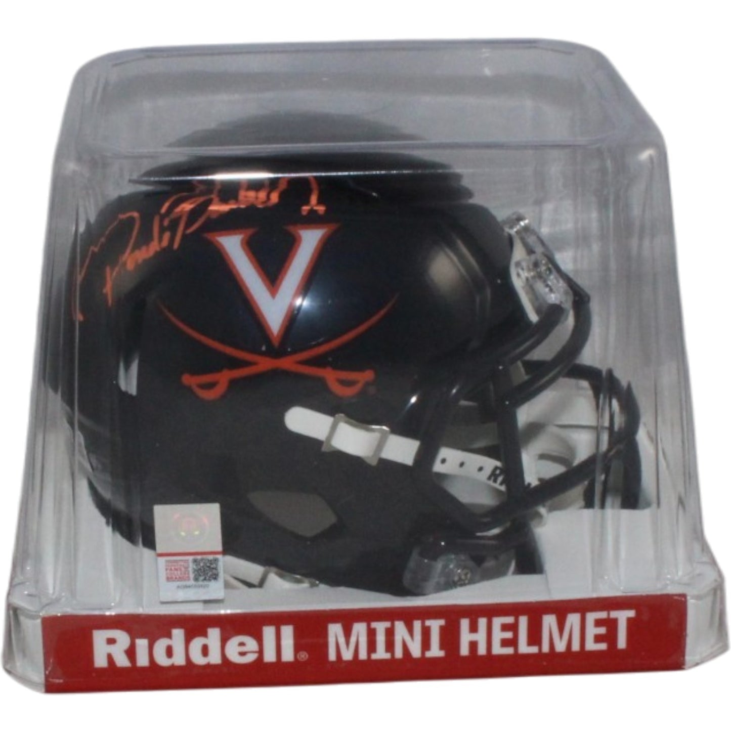 Ronde Barber Signed Virginia Cavaliers Black Mini Helmet (Beckett Witnessed)
