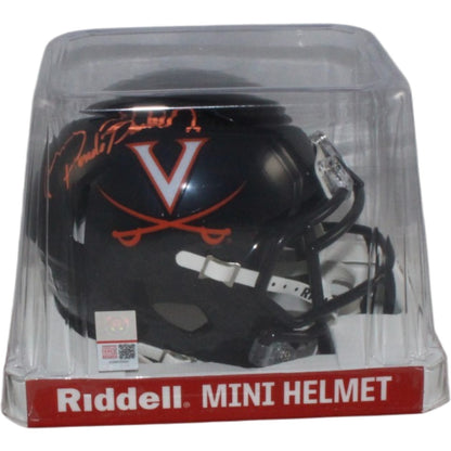 Ronde Barber Signed Virginia Cavaliers Black Mini Helmet (Beckett Witnessed)