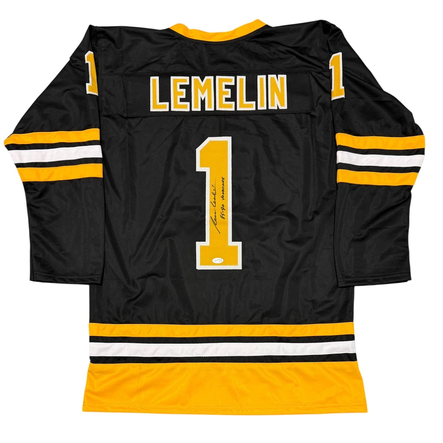 Rejean Lemelin Signed Boston Bruins Custom Jersey (89-90 Jennings) - JSA
