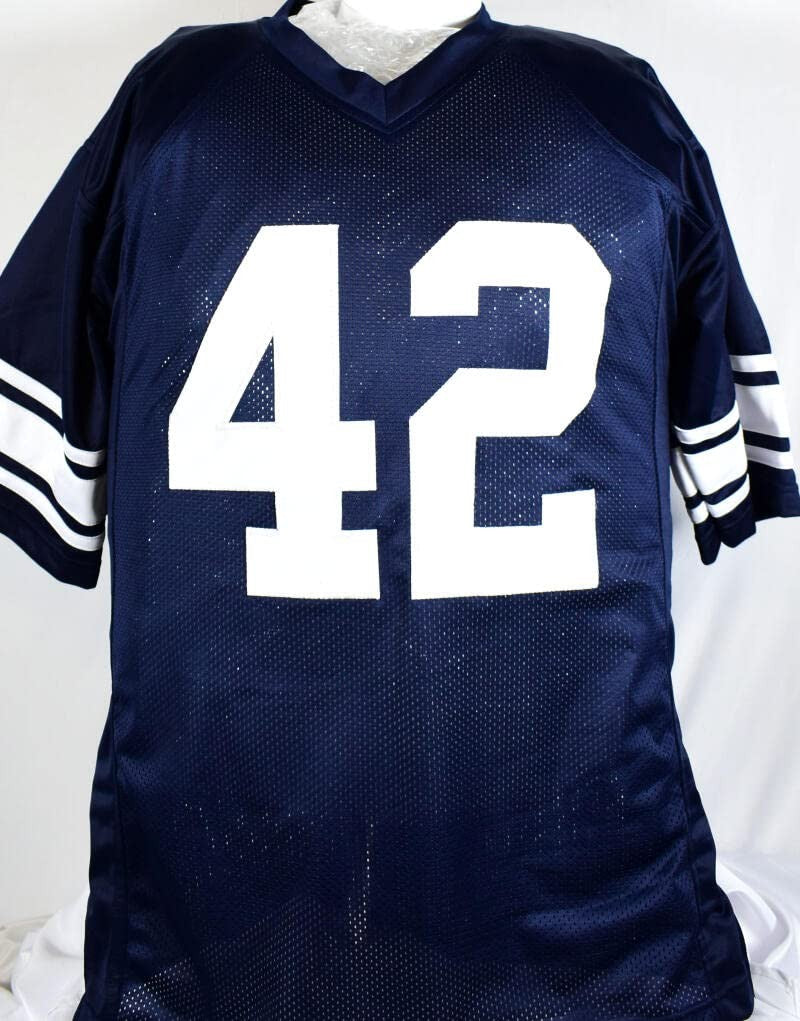 Lenny Moore Autographed Navy Blue "We Are" Custom College Style Jersey