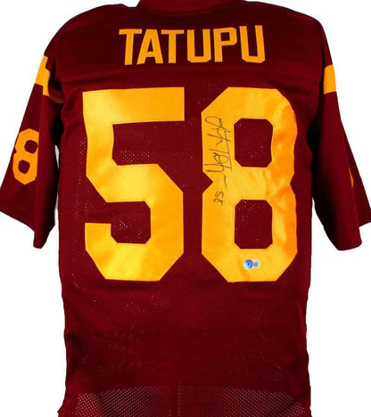 Lofa Tatupu Autographed Maroon Custom College Style Jersey