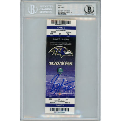 Ray Lewis Autographed Baltimore Ravens Full Ticket Stub (10/15/06)