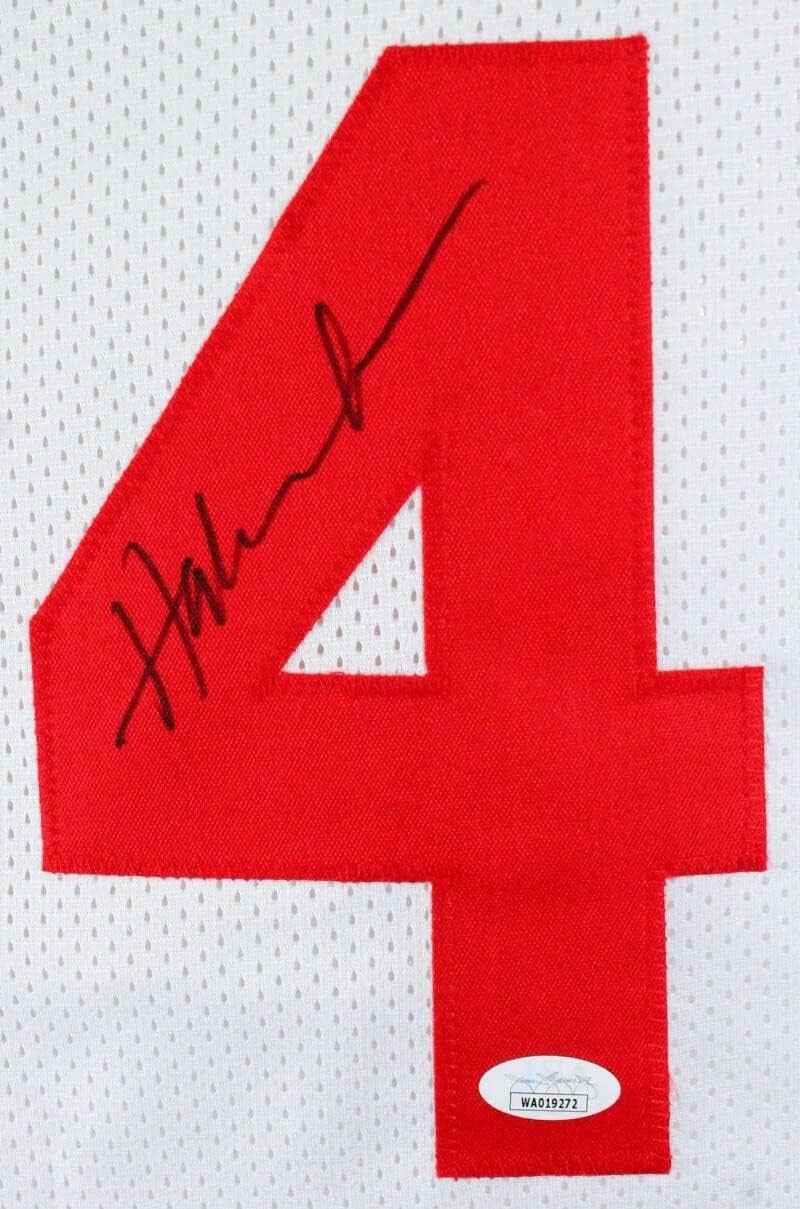 Hakeem Olajuwon Autographed Houston Rockets White Custom Stat Jersey