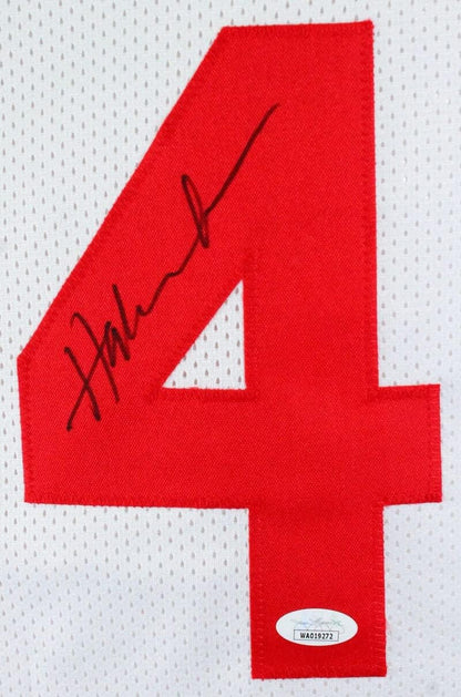 Hakeem Olajuwon Autographed Houston Rockets White Custom Stat Jersey