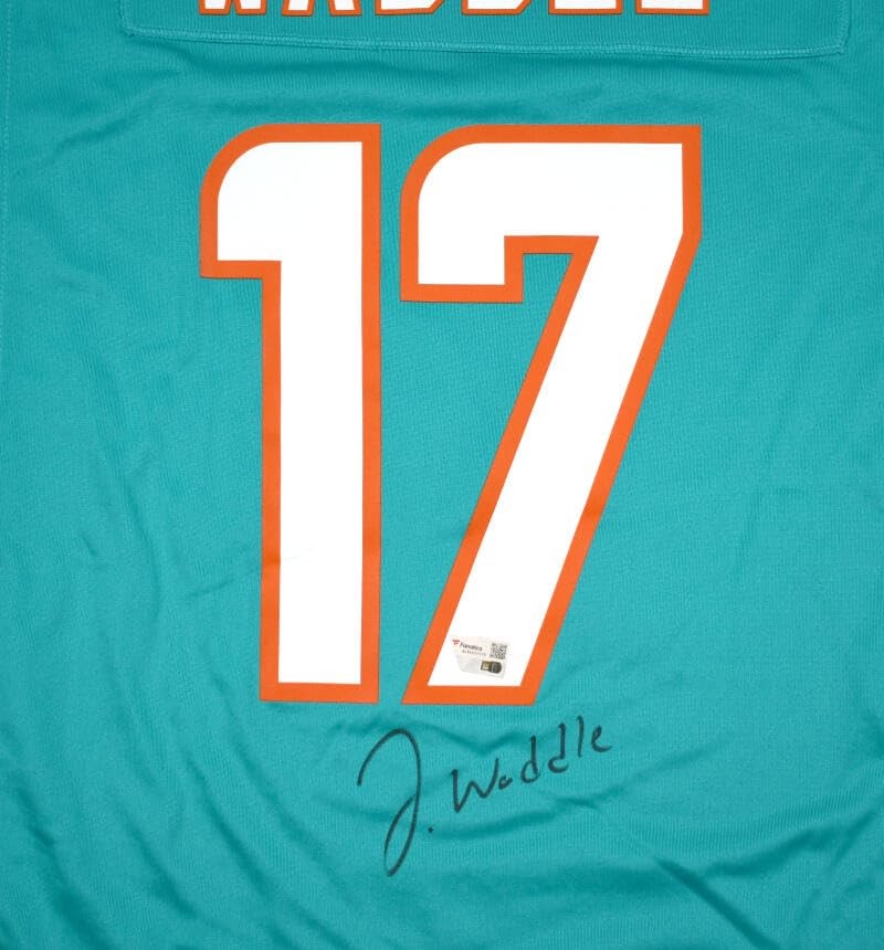 Jaylen Waddle Autographed Miami Dolphins Teal Nike Game Jersey