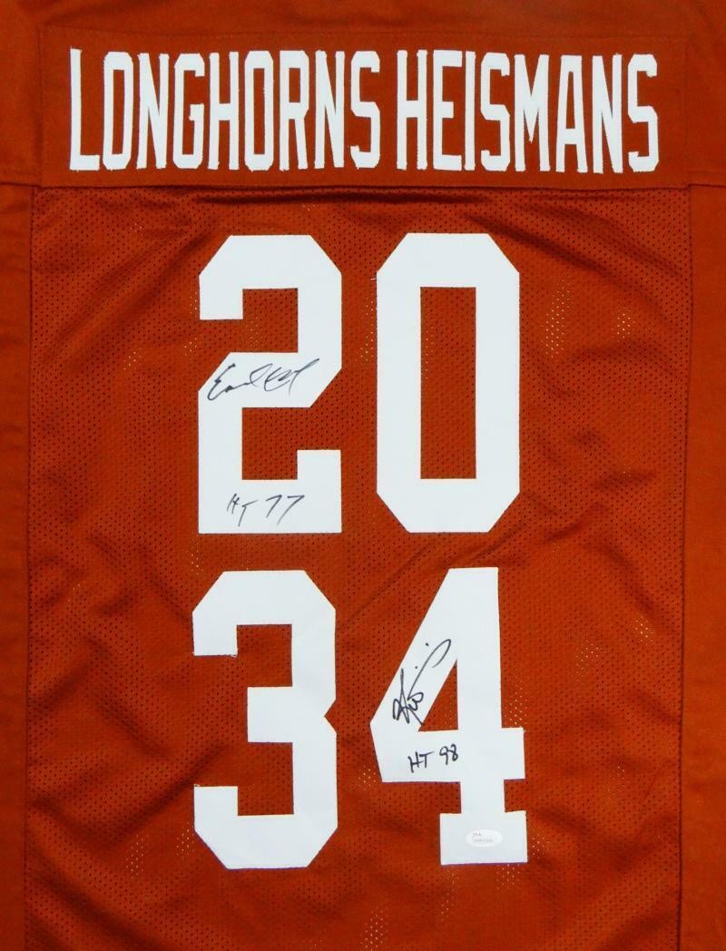 Earl Campbell & Ricky Williams Signed Texas Orange Custom Jersey