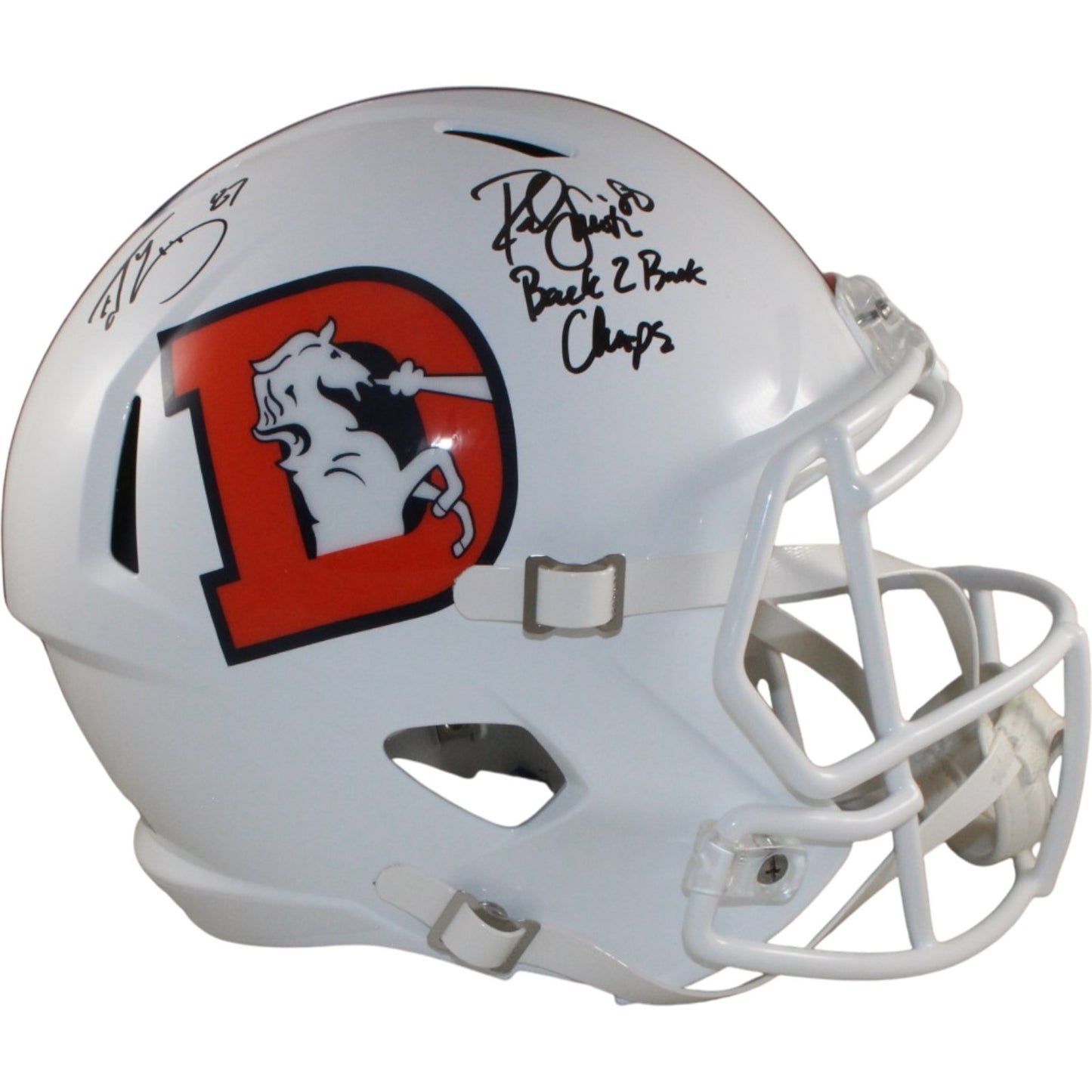 Ed McCaffrey & Rod Smith Signed Denver Broncos Full Size Alternate Helmet