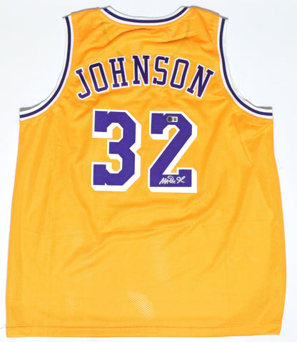 Magic Johnson Autographed Gold Custom Jersey