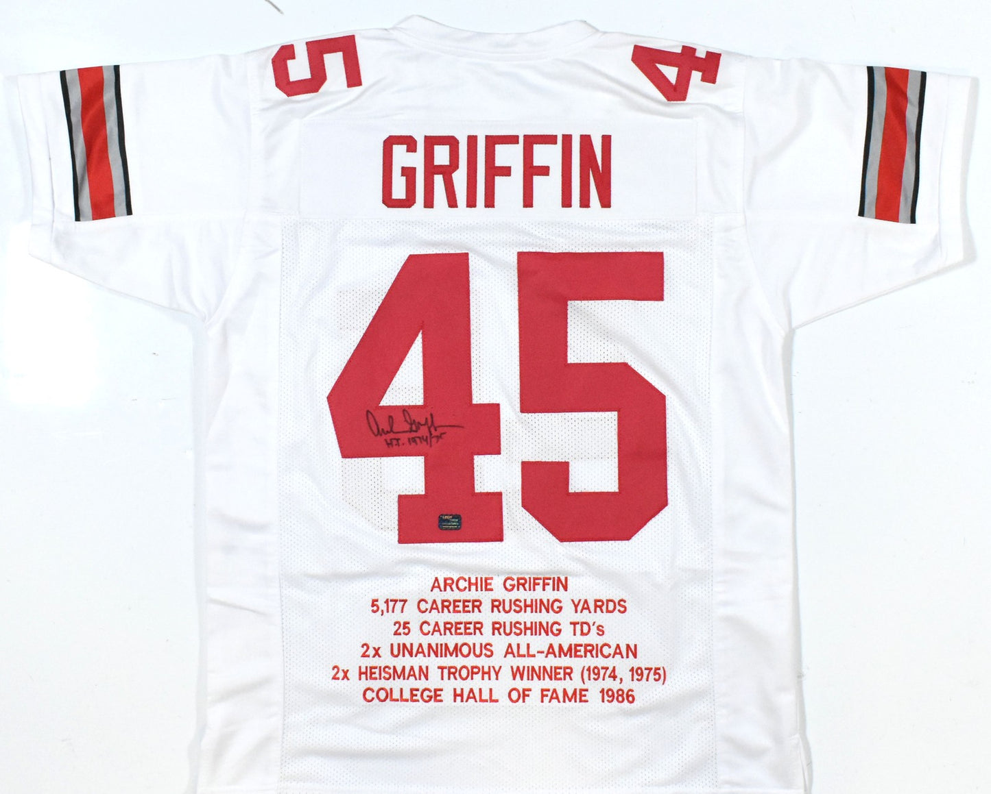 Archie Griffin Autographed Ohio State Buckeyes Custom White Stat Jersey