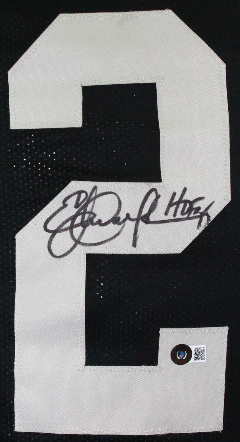 Eric Dickerson Autographed Black Custom Jersey with HOF Inscription