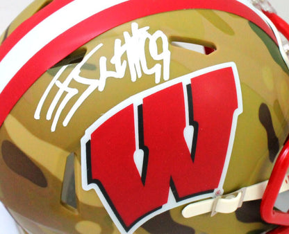 J.J. Watt Signed Wisconsin Badgers Camo Mini Helmet