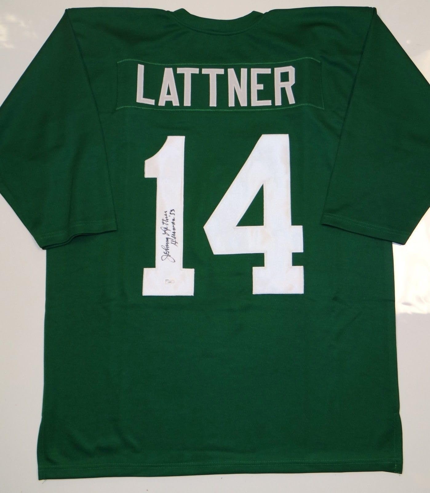Johnny Lattner Autographed Green Custom Football Jersey