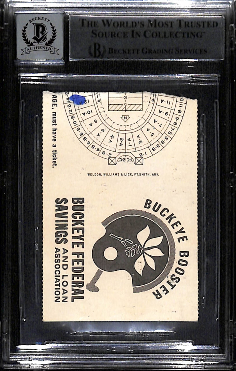 Randy Gradishar Signed Ohio State Buckeyes 11/24/73 Ticket Stub BAS Slab
