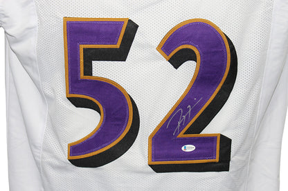 Ray Lewis Signed Baltimore Ravens Custom White Football Jersey