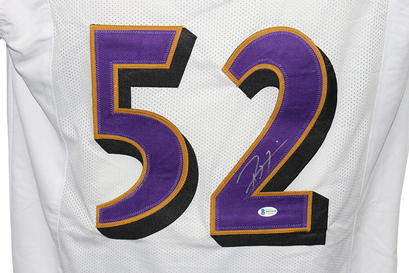 Ray Lewis Signed Baltimore Ravens Custom White Football Jersey