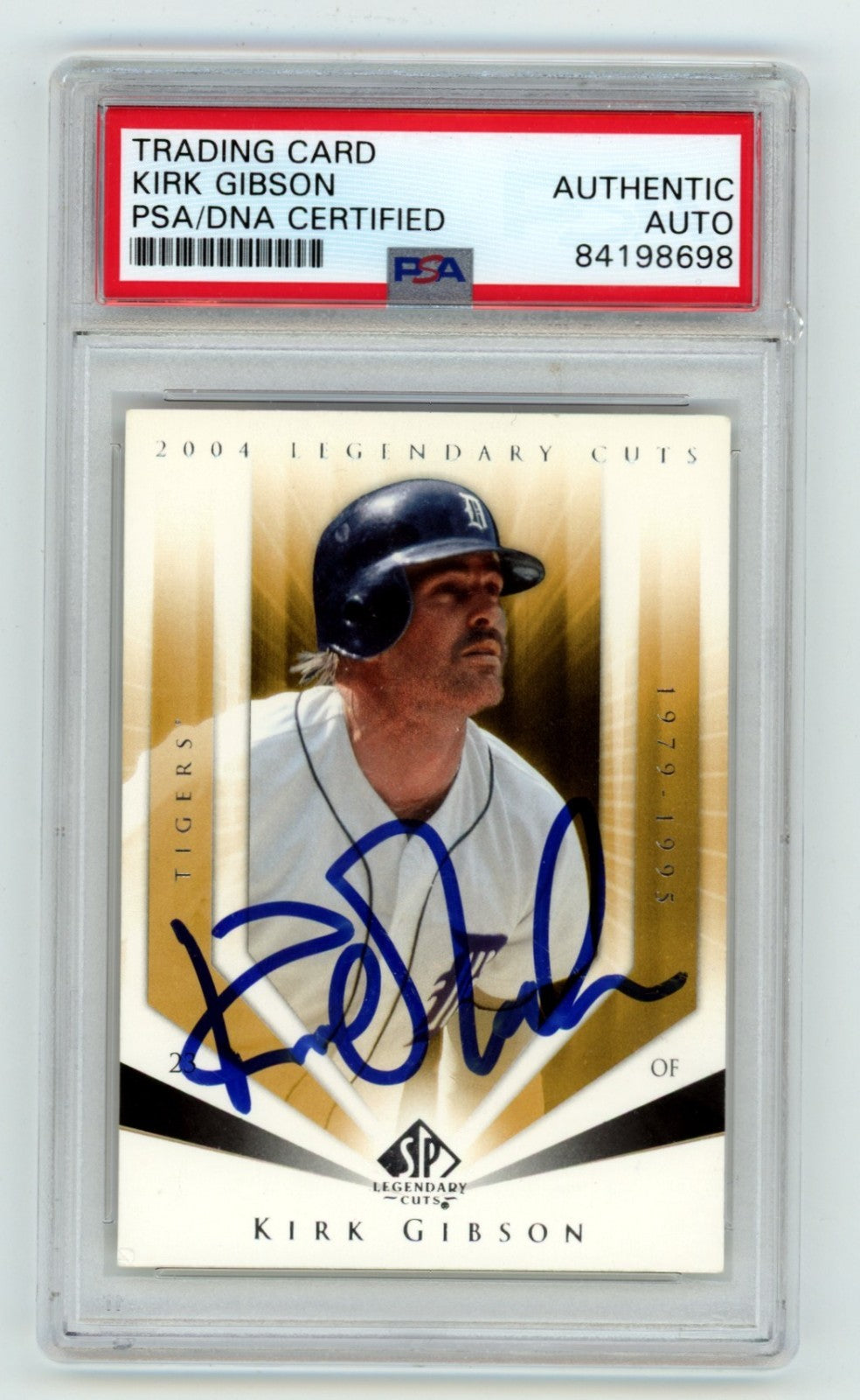 Kirk Gibson Signed 2004 Upper Deck SP Legendary Cuts Card