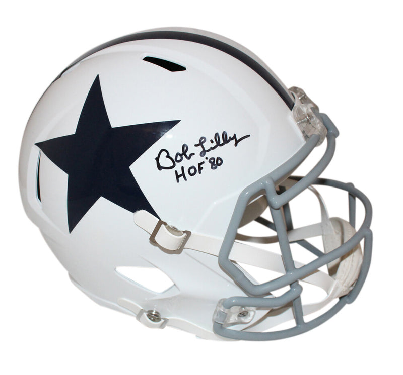Bob Lilly Autographed Dallas Cowboys Full Size Speed Throwback Helmet HOF
