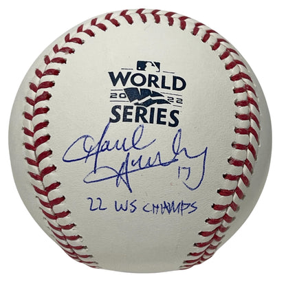 David Hensley Signed 2022 World Series Baseball "22 WS Champs" PSA