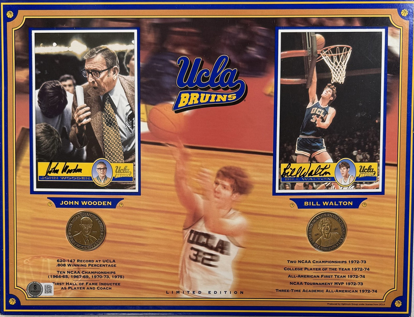 John Wooden & Bill Walton Autographed UCLA Bruins 12x16 Coin Display