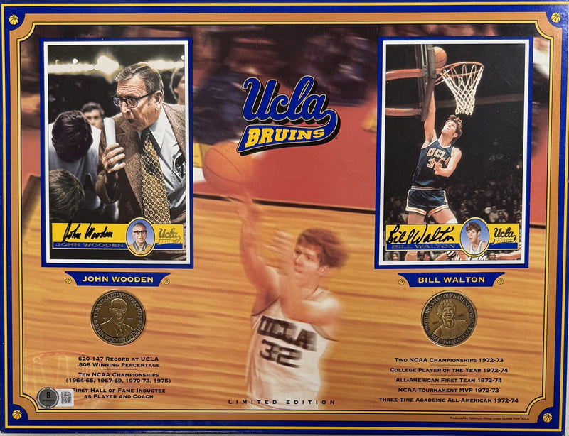 John Wooden & Bill Walton Autographed UCLA Bruins 12x16 Coin Display