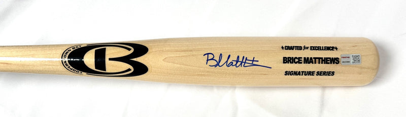 Brice Matthews Autographed Blonde Cooperstown Baseball Bat