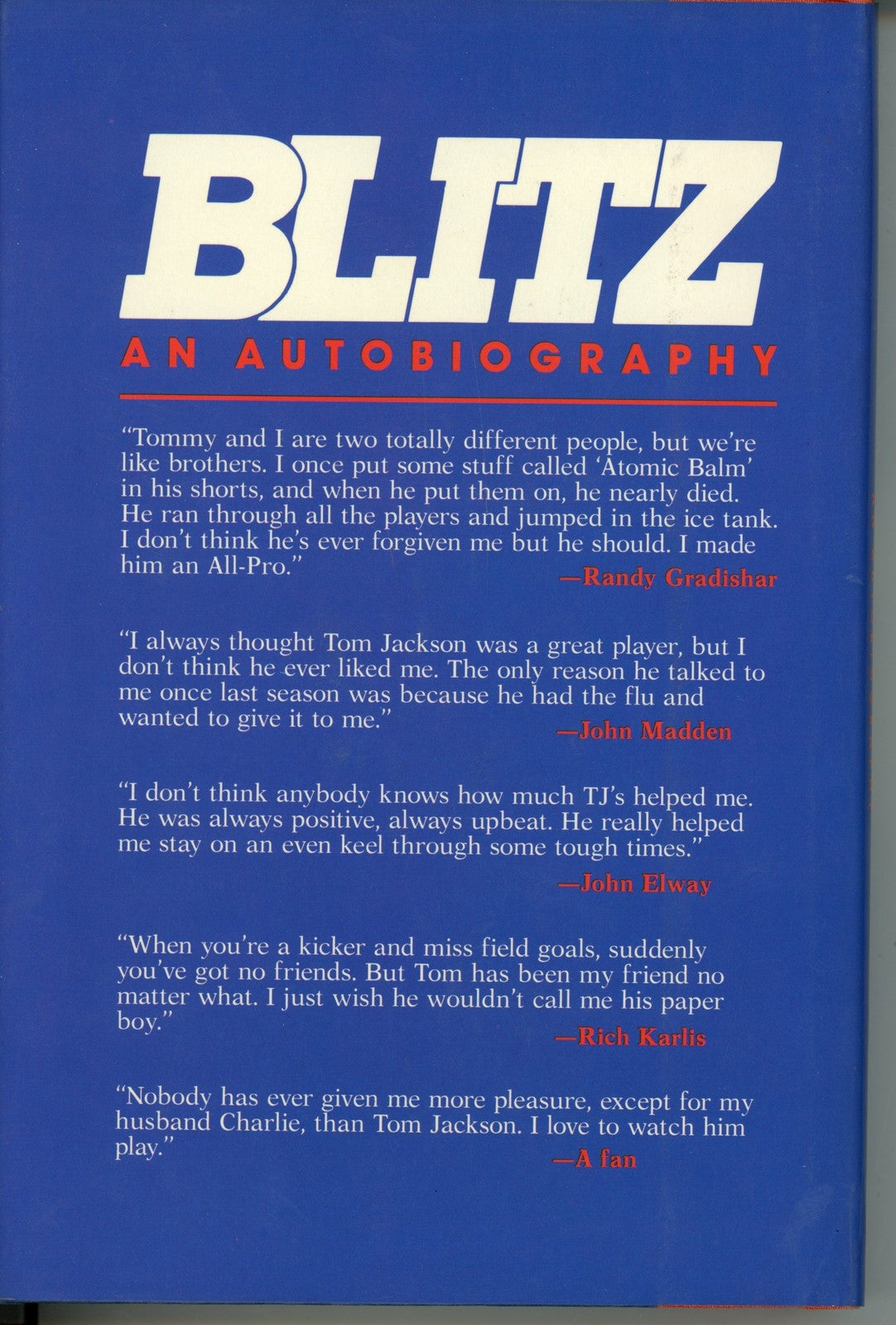 Tom Jackson Signed Denver Broncos Blitz Autobiography Book (BAS COA)