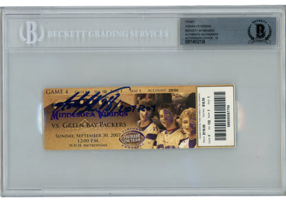 Adrian Peterson Autographed Minnesota Vikings Slabbed Ticket Stub "07 ROY"
