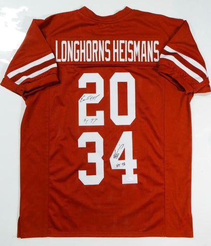 Earl Campbell & Ricky Williams Signed Texas Orange Custom Jersey