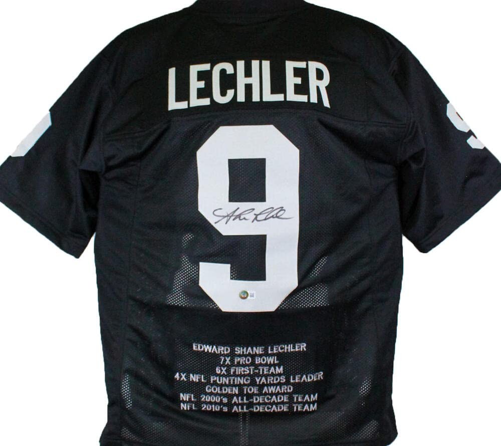 Shane Lechler Autographed Custom Black Football Stat Jersey