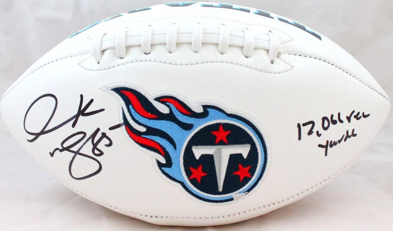 Derrick Mason Signed Tennessee Titans Logo Football with Inscription