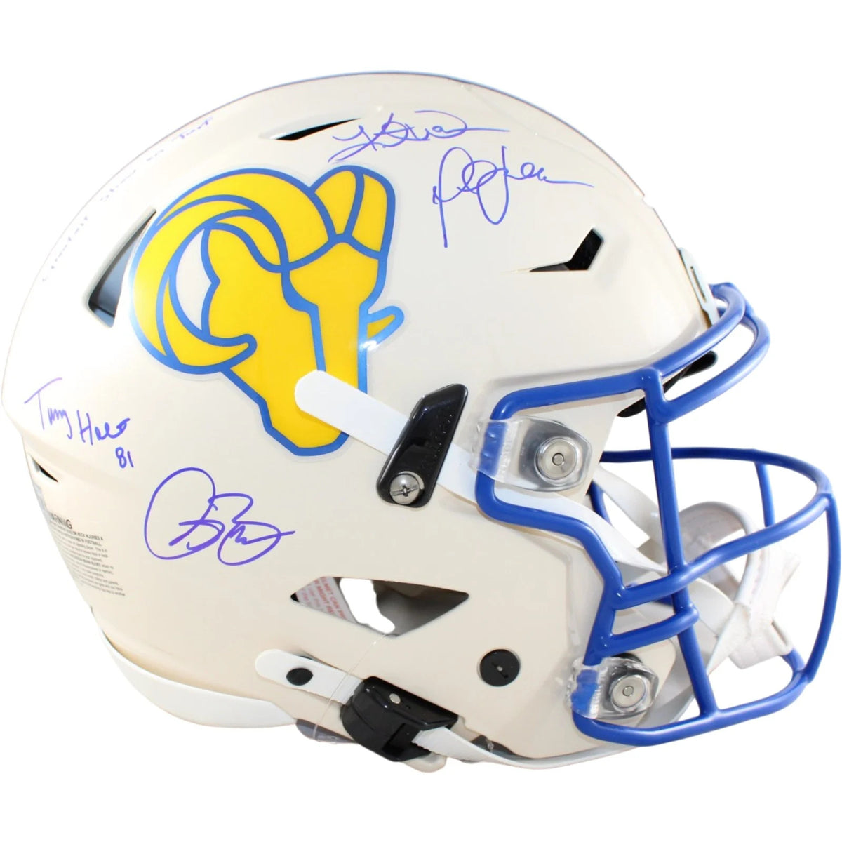 Kurt Warner, Torry Holt, Marshall Faulk, & Isaac Bruce Signed Rams Retro Helmet