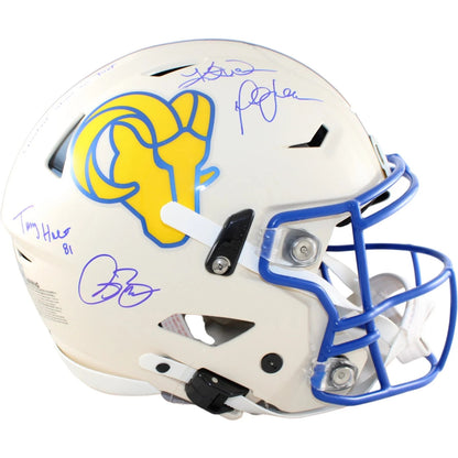 Kurt Warner, Torry Holt, Marshall Faulk, & Isaac Bruce Signed Rams Retro Helmet