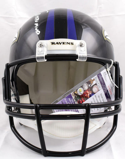 Ray Lewis Signed Baltimore Ravens White Full Size Helmet SB XXXV MVP