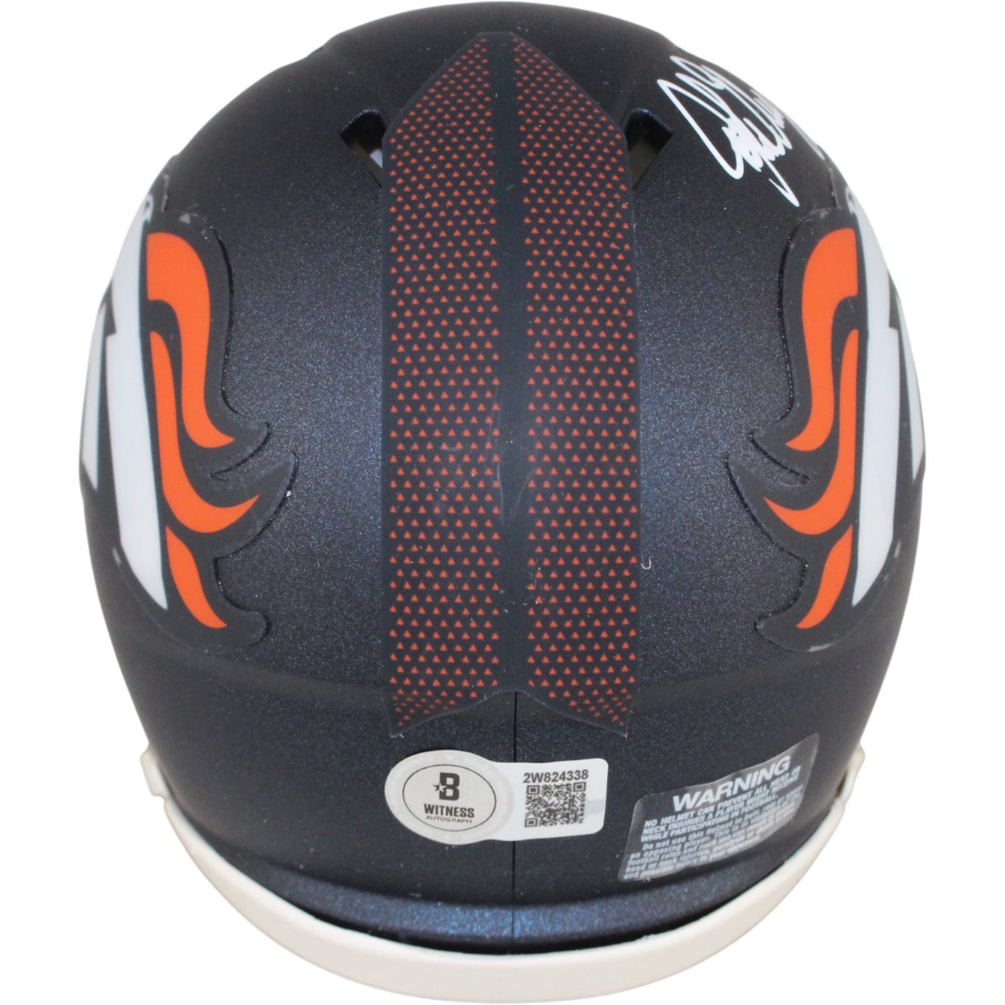 John Elway Signed Denver Broncos Mini Helmet with "HOF" Inscription Beckett BAS