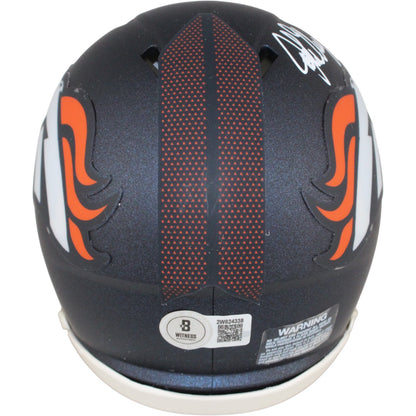 John Elway Signed Denver Broncos Mini Helmet with "HOF" Inscription Beckett BAS