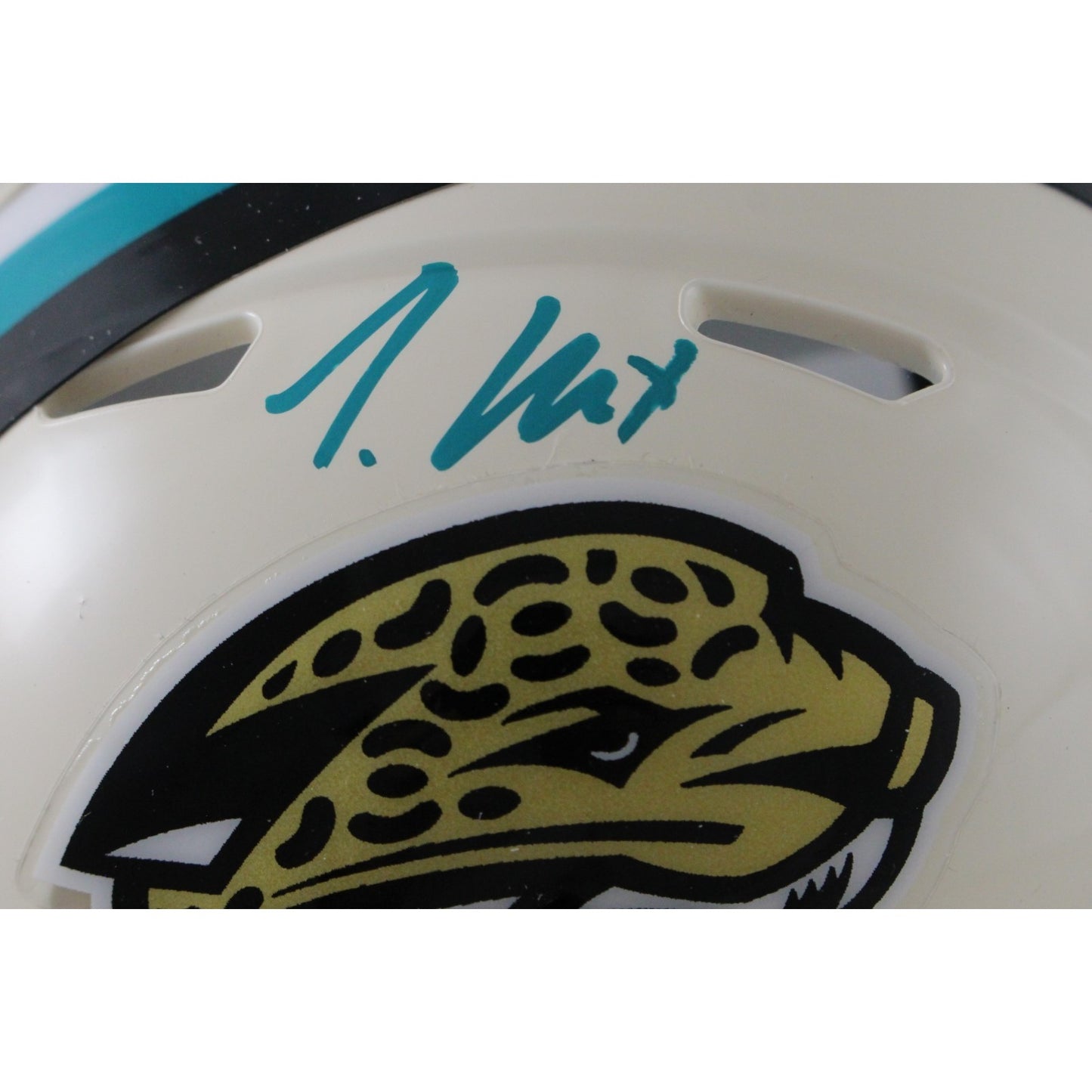 Travis Hunter Autographed Jacksonville Jaguars Retro Mini Helmet