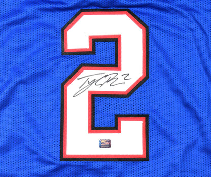 Tyler Bass Autographed Buffalo Bills Custom Blue Jersey