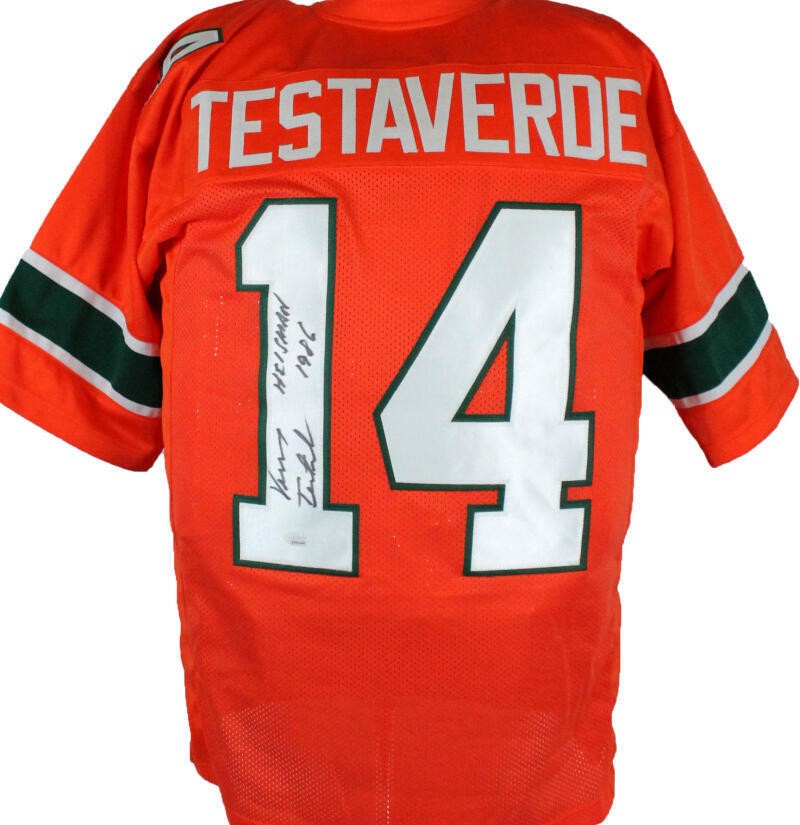 Vinny Testaverde Signed Orange Custom College Jersey - Heisman 1986