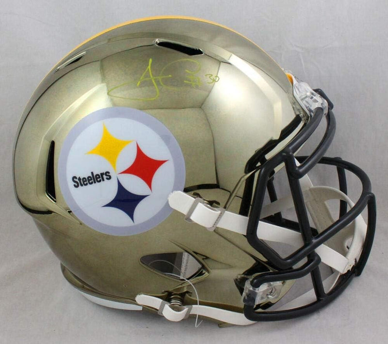 James Conner Signed Pittsburgh Steelers Full Size Chrome Helmet