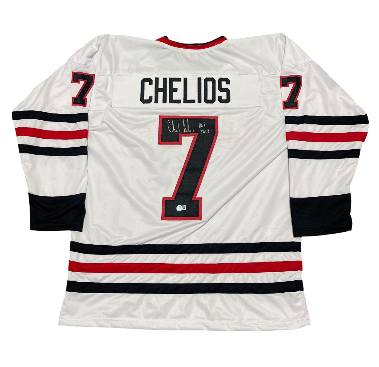 Chris Chelios Signed Chicago Custom Hockey Jersey HOF 2013 BAS
