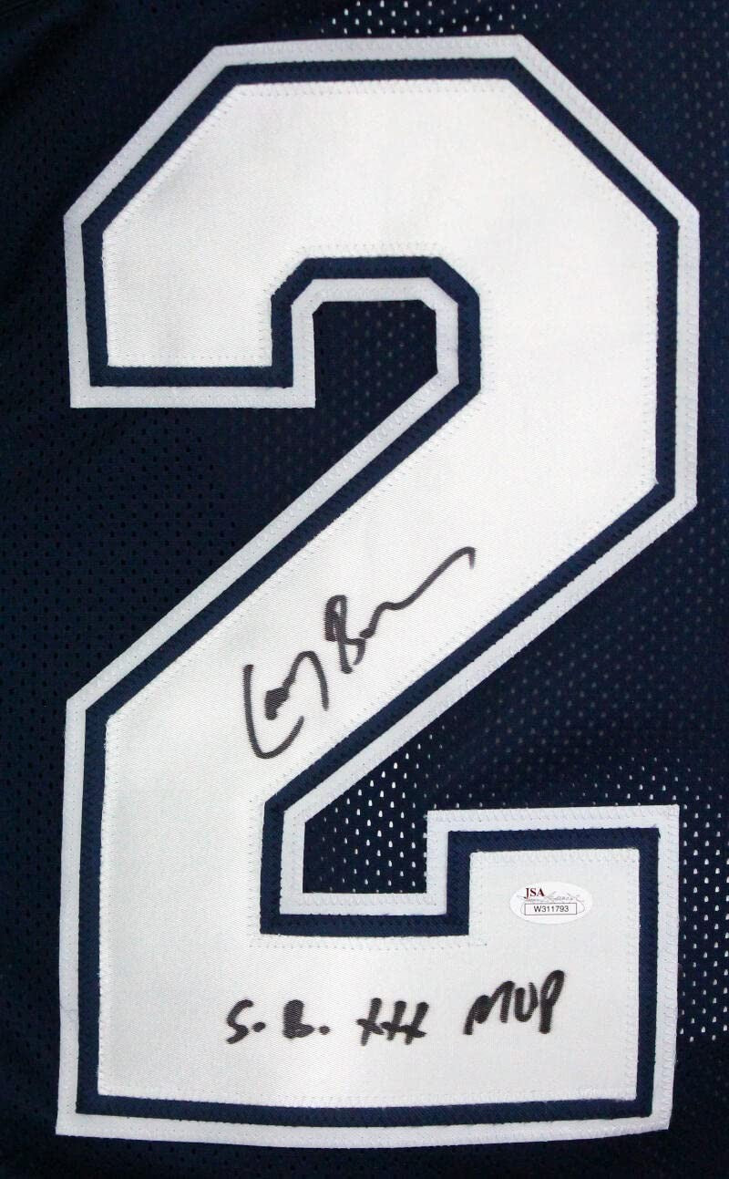 Larry Brown Signed Blue Custom Jersey with SB MVP Inscription