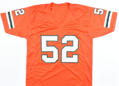 Ray Lewis Autographed University of Miami Custom Orange Jersey