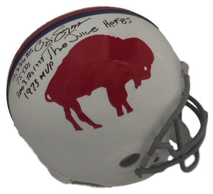 OJ Simpson Signed Buffalo Bills Full Size Replica Throwback Helmet JSA